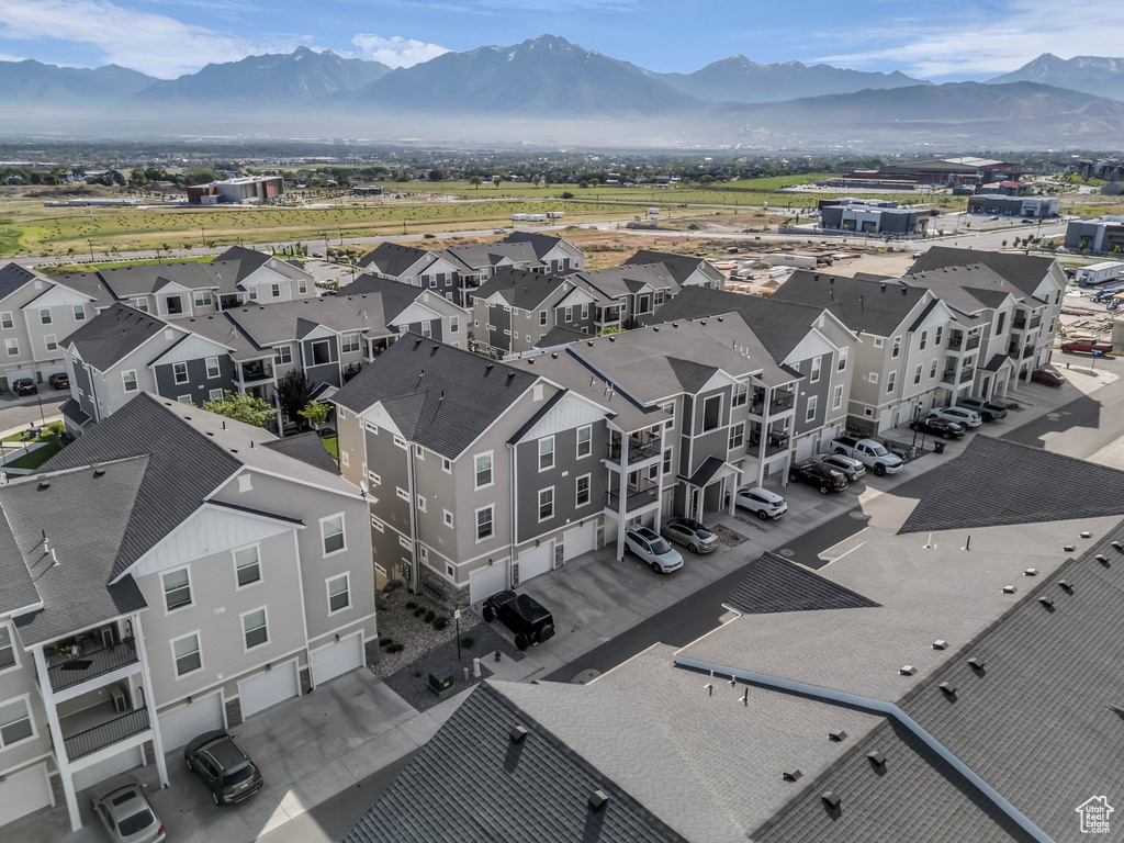 Drone / aerial view of a mountain backdrop