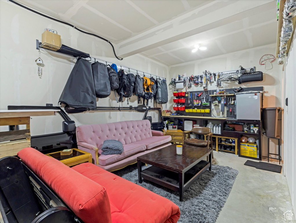 Interior space with a workshop area