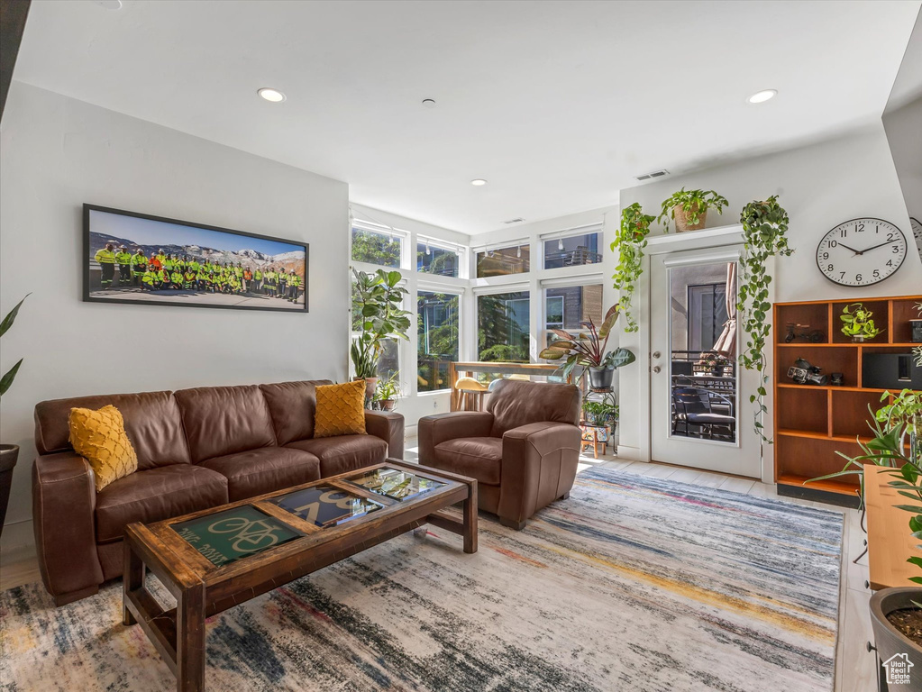 Living room featuring recessed lighting