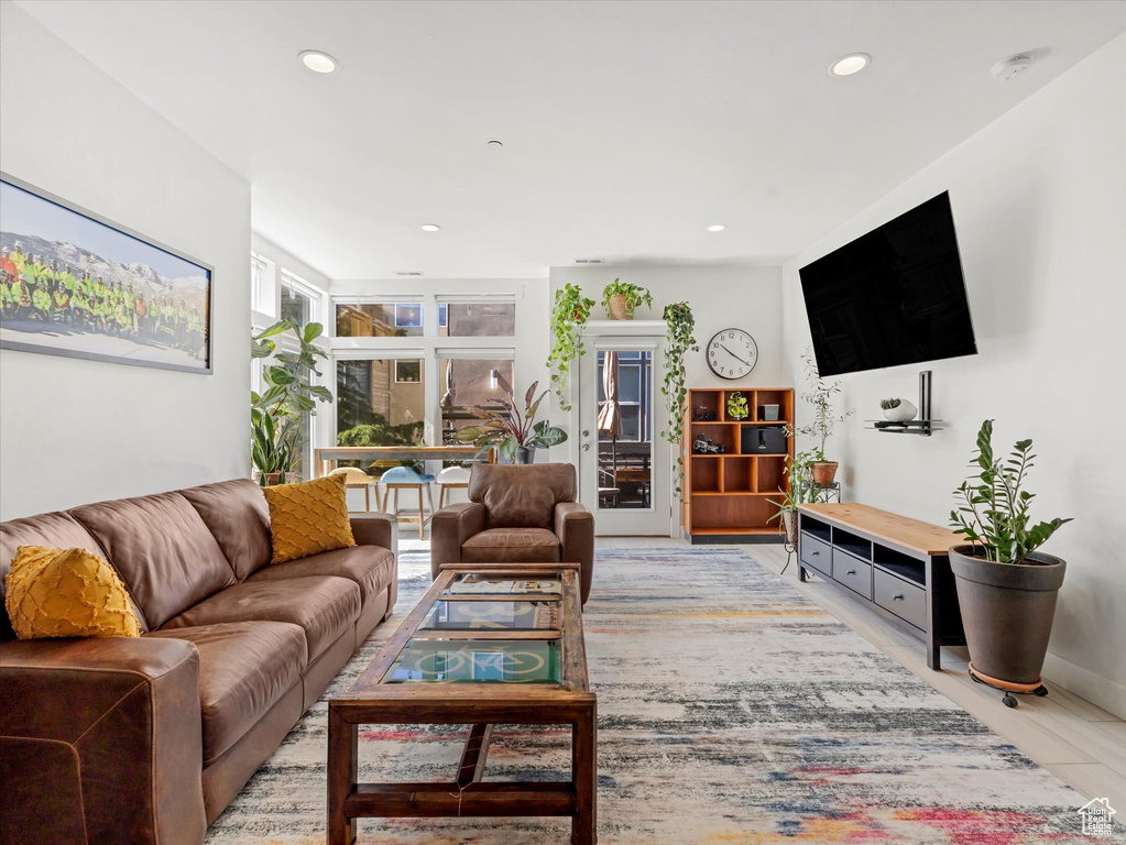 Living room featuring recessed lighting