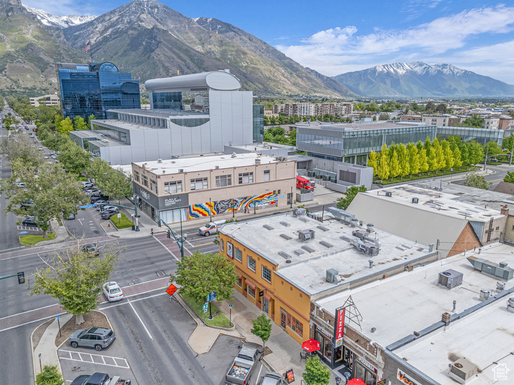 Mountain view featuring nearby urban area