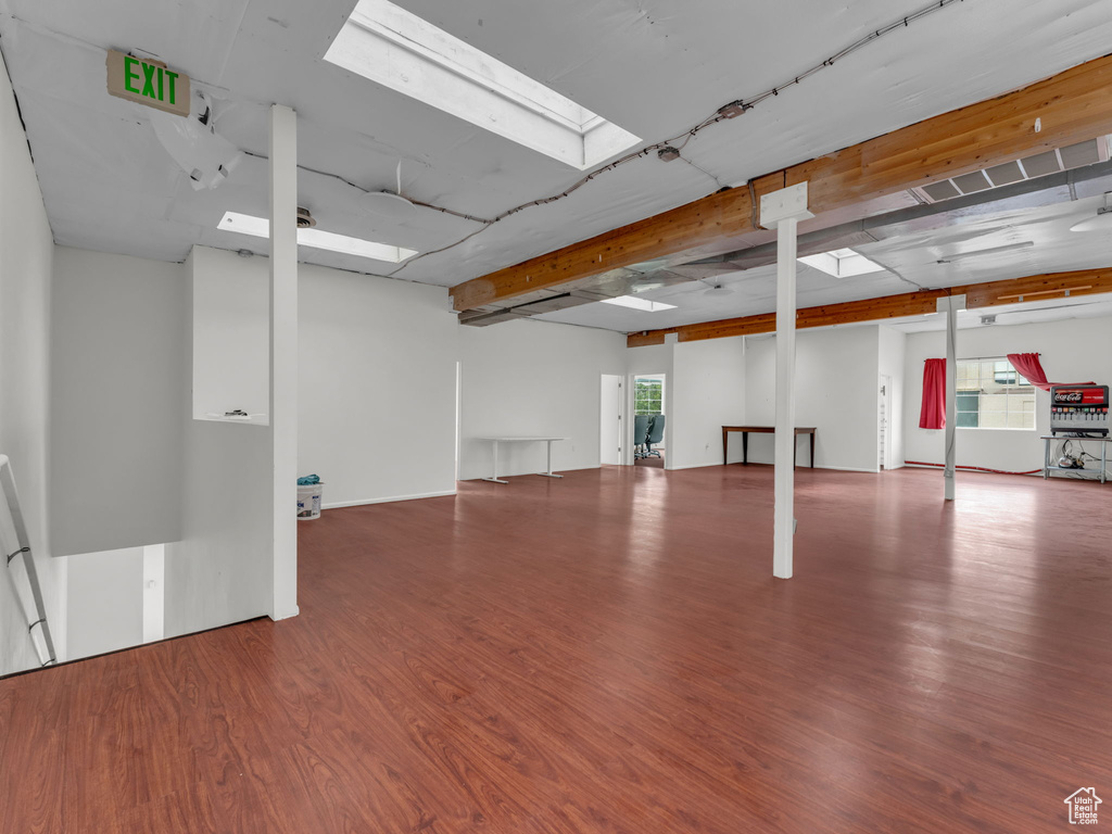 Below grade area with wood finished floors