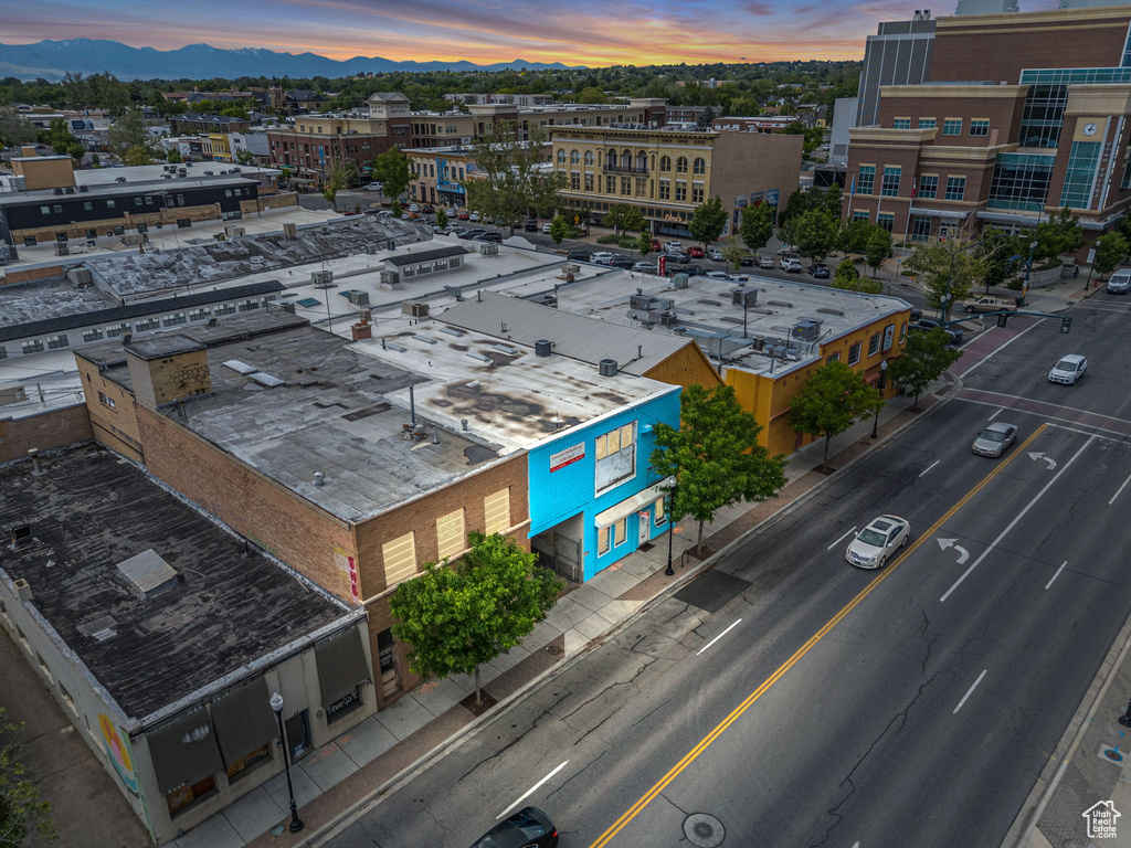 Drone / aerial view of a mountain backdrop