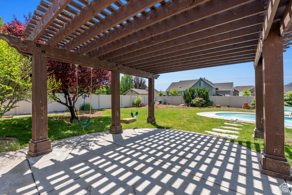 View of patio / terrace featuring a pergola