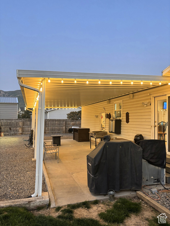 Fenced backyard featuring a patio area