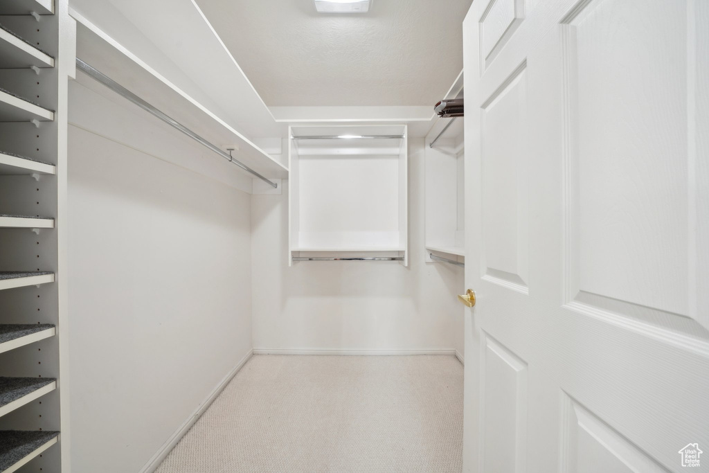 Spacious closet with carpet flooring