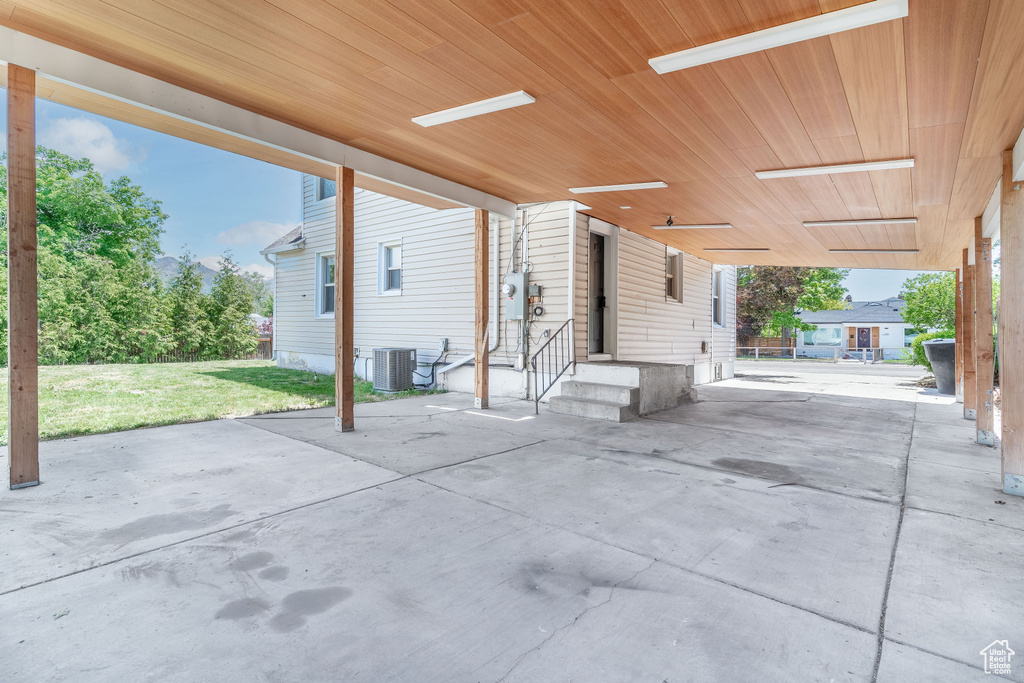 View of patio featuring central AC unit