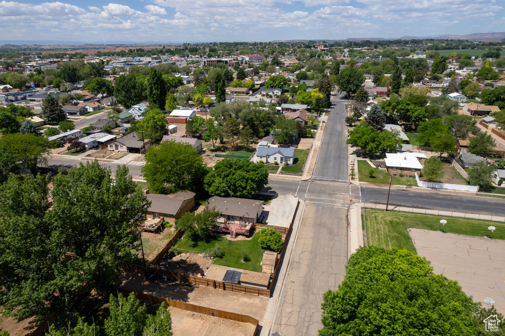 Aerial perspective of suburban area