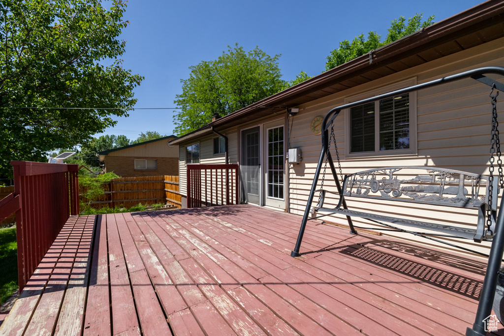 View of wooden deck