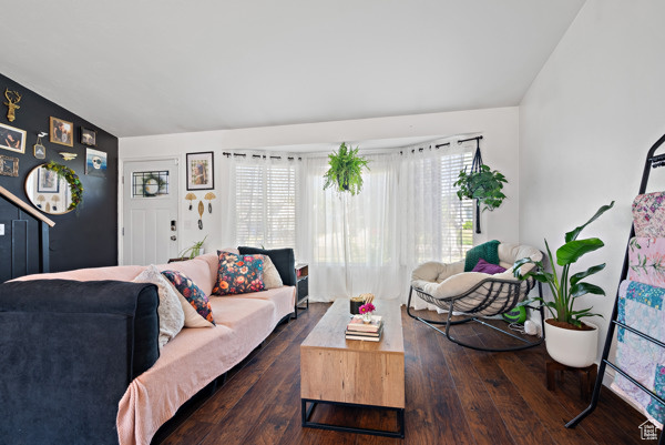 Living area featuring hardwood / wood-style floors