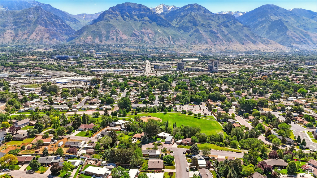 Aerial view of a mountainous background
