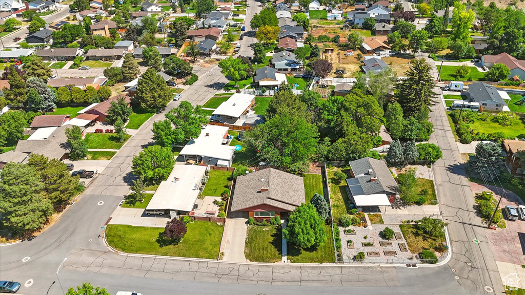 Aerial perspective of suburban area