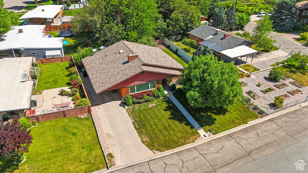 Aerial perspective of suburban area