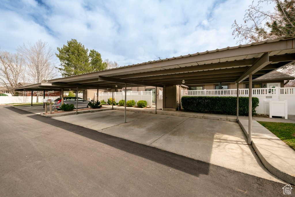 View of covered parking lot