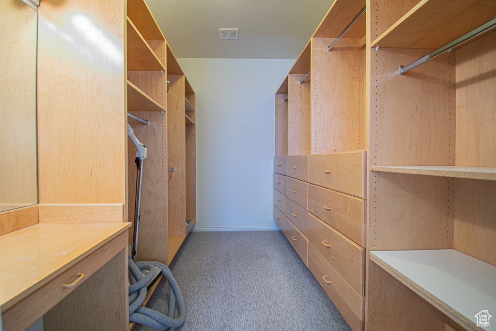 Spacious closet with carpet floors