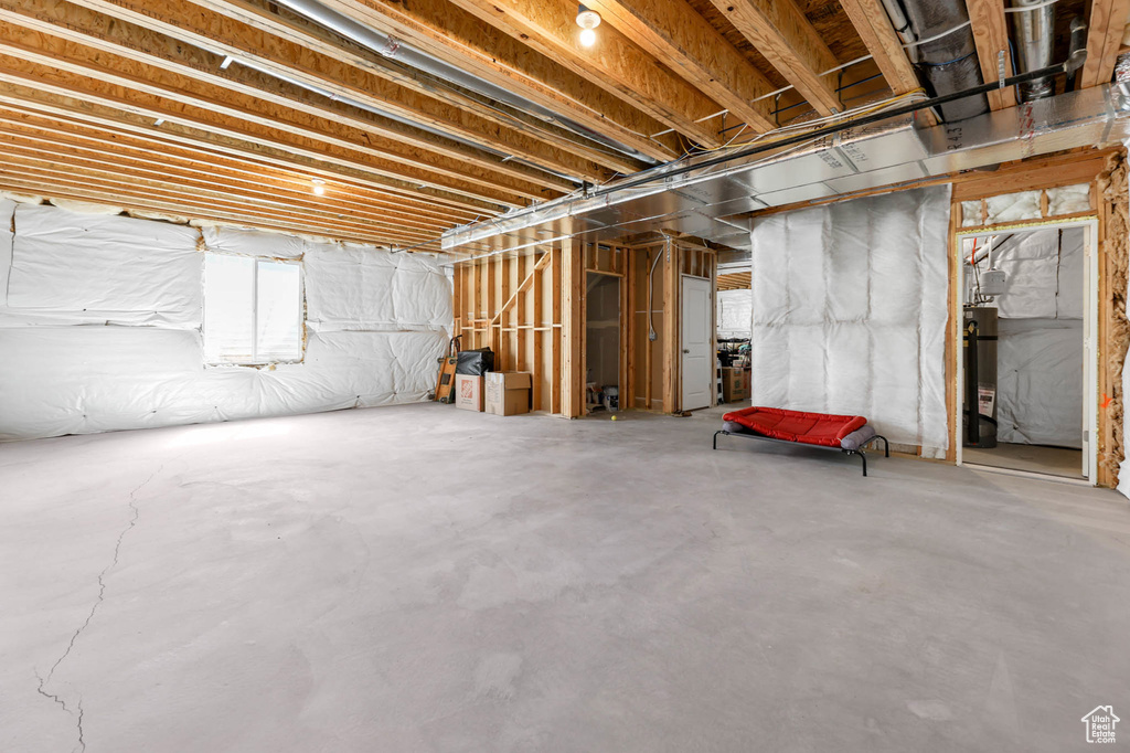 Unfinished below grade area with water heater