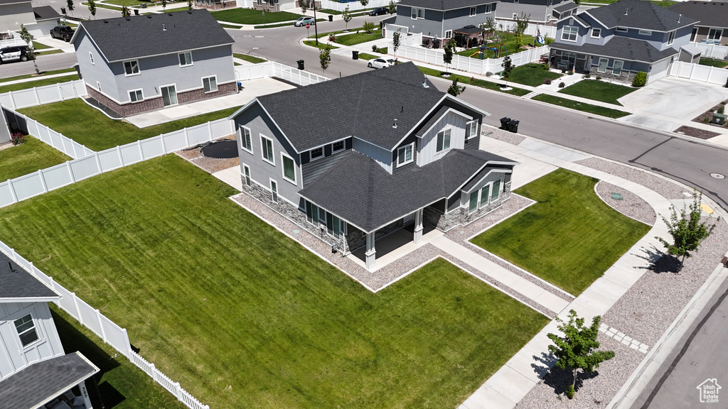 Aerial perspective of suburban area