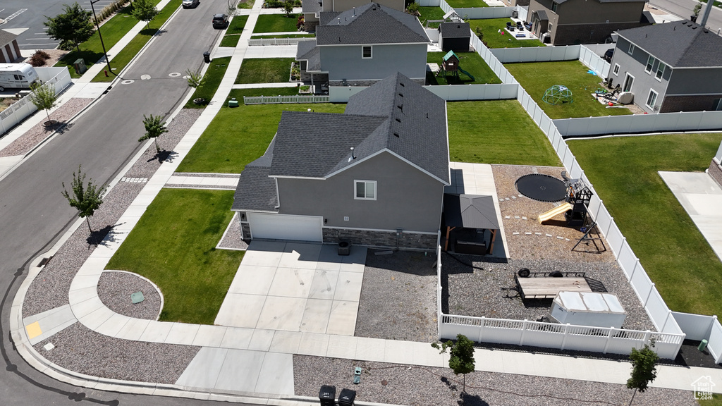 Aerial perspective of suburban area