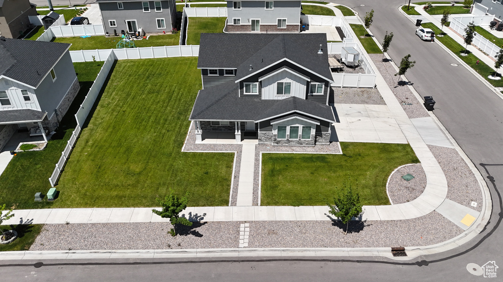 Aerial view of residential area