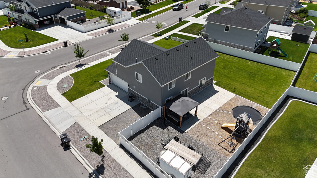 Aerial perspective of suburban area