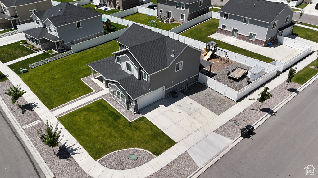 Aerial perspective of suburban area