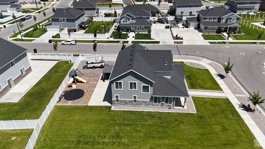 Aerial view of residential area