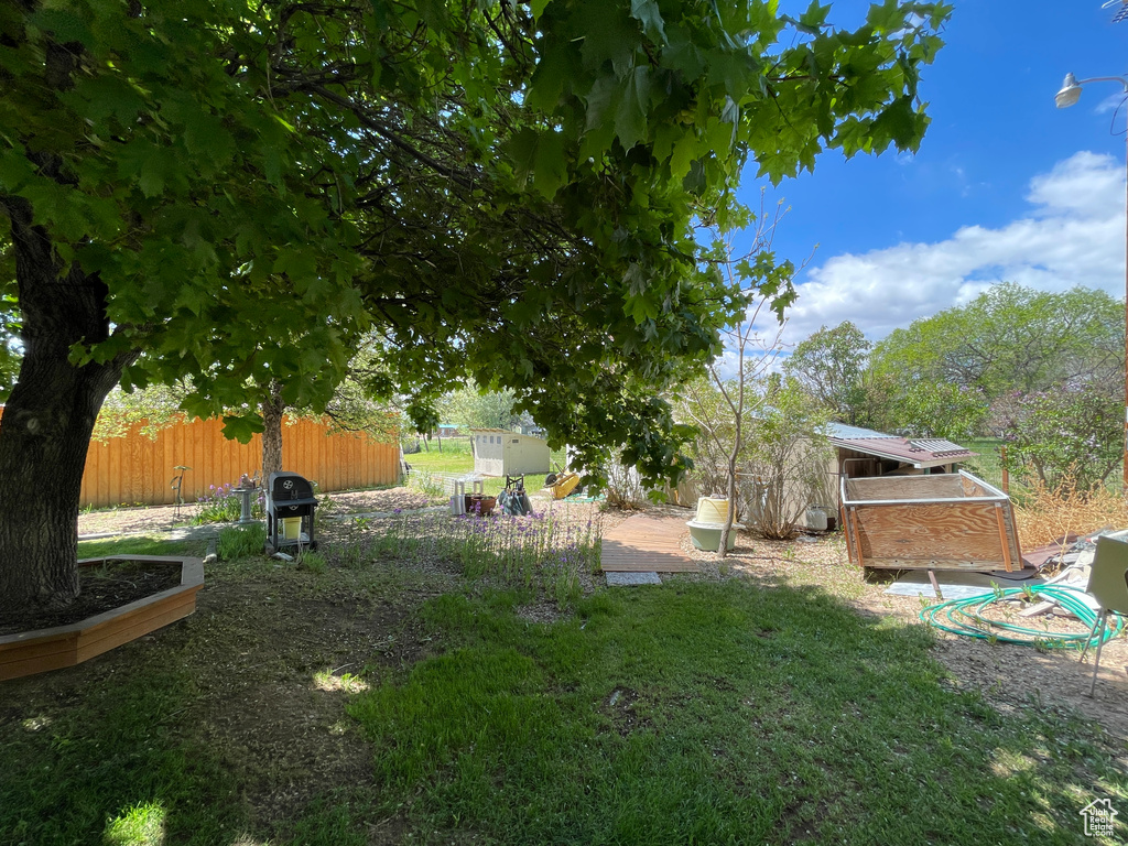 View of yard featuring an outdoor structure