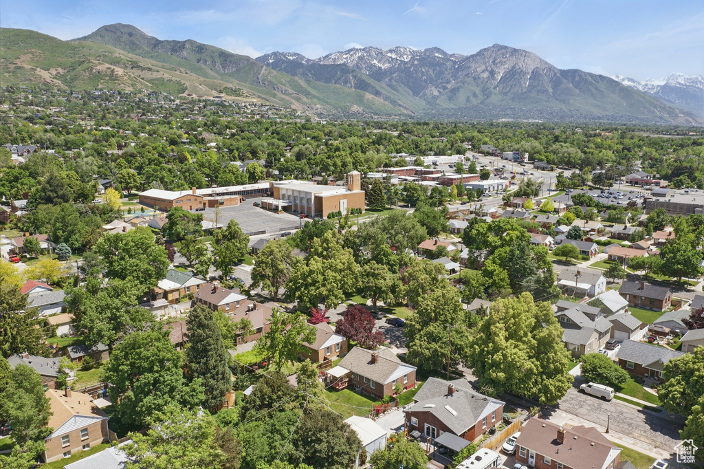 Bird's eye view of a mountain backdrop