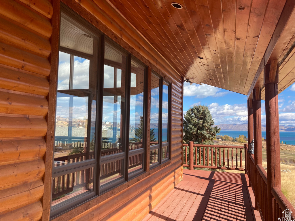 Deck featuring a water view