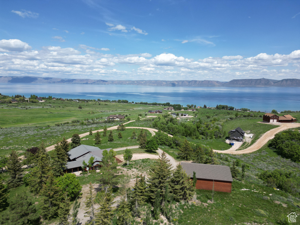 Drone / aerial view of a water and mountain view