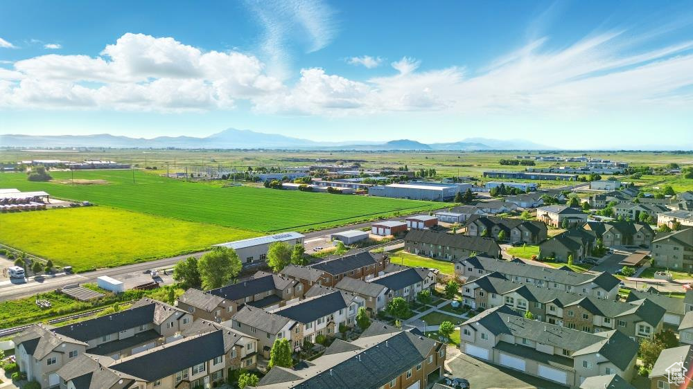 Drone / aerial view of a mountain backdrop