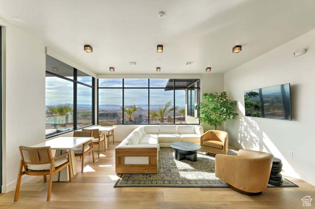 Living room featuring wood finished floors
