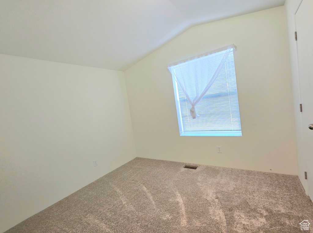 Additional living space with carpet and vaulted ceiling