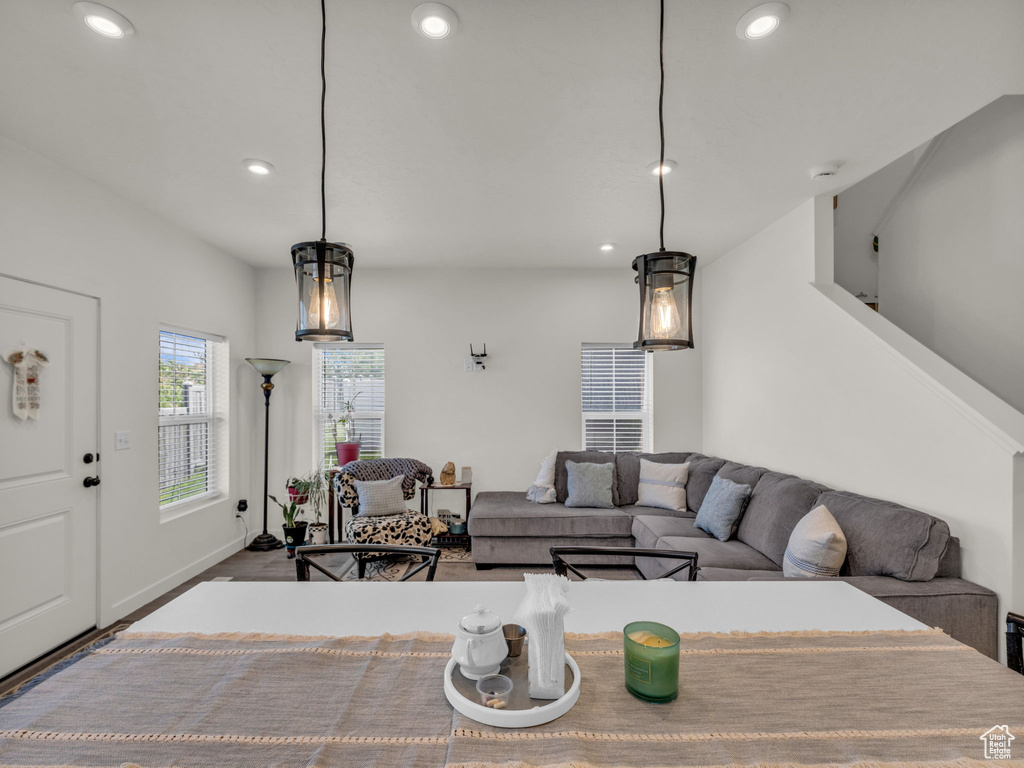 Living room featuring recessed lighting