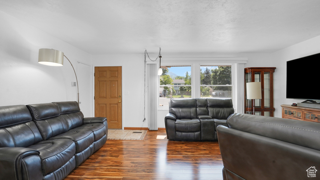 Living room featuring wood finished floors