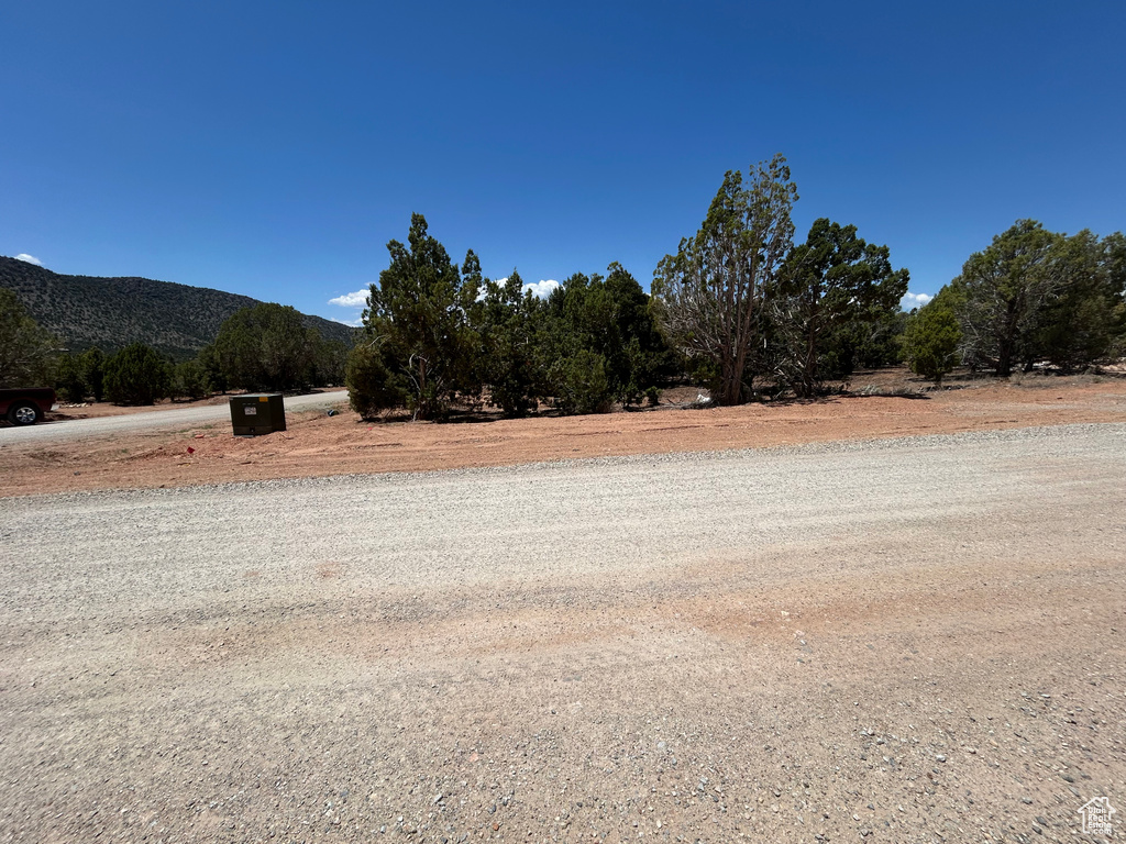 View of yard with a mountain view