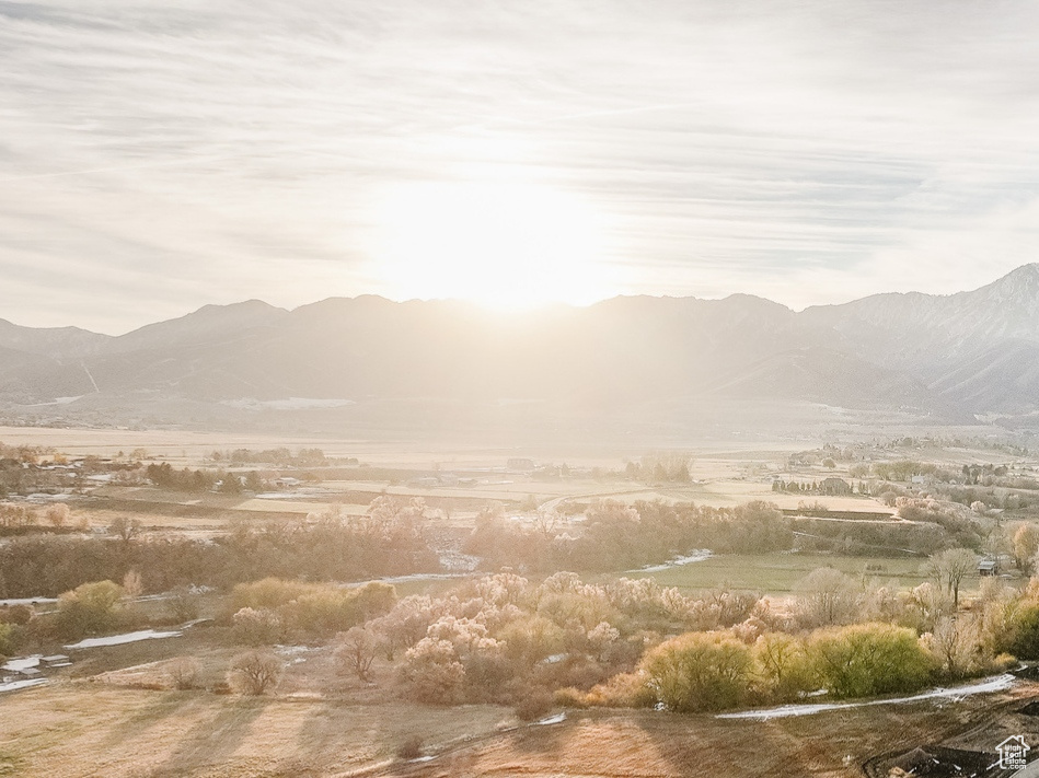 View of mountain background with rural landscape