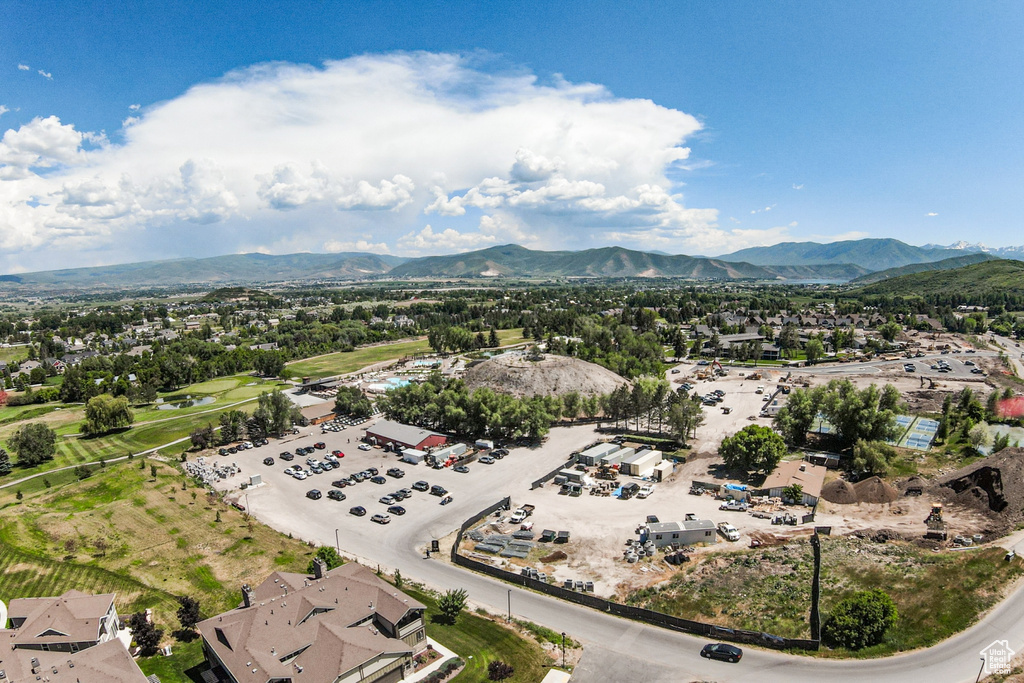 Drone / aerial view of a mountain backdrop