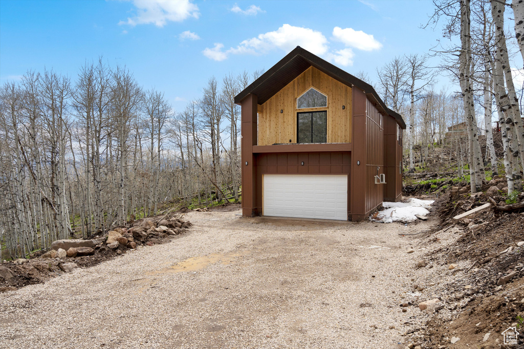 Garage with driveway