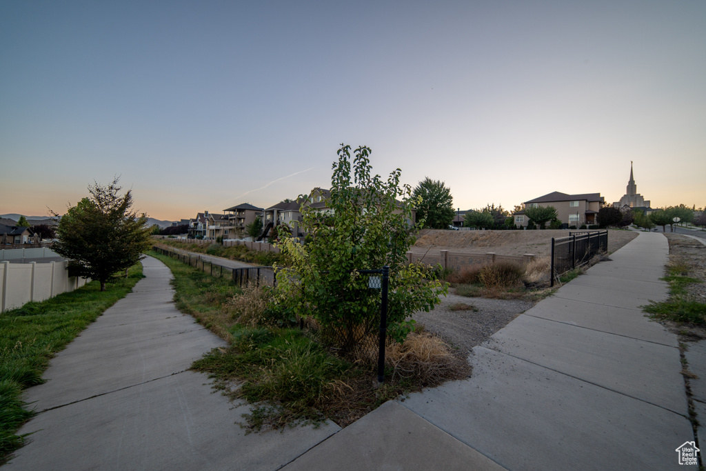 View of yard at dusk