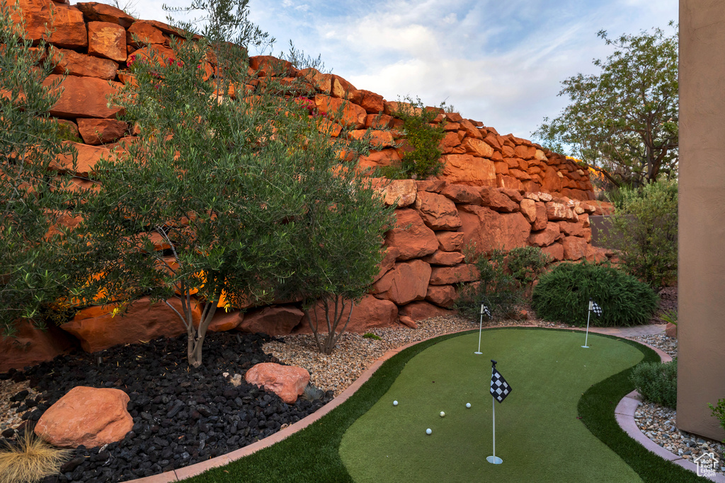View of community featuring a putting area