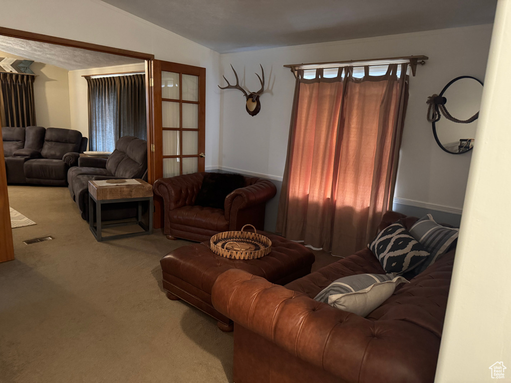 View of carpeted living area