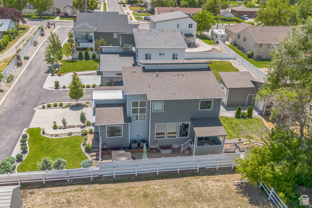 Aerial perspective of suburban area