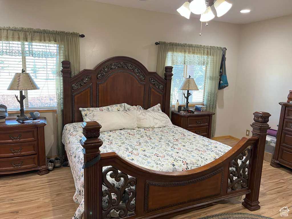Bedroom with light wood finished floors