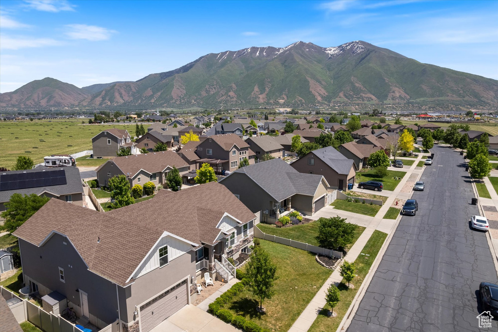 View of mountain backdrop with nearby suburban area