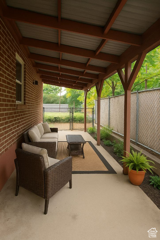 View of patio featuring an outdoor living space