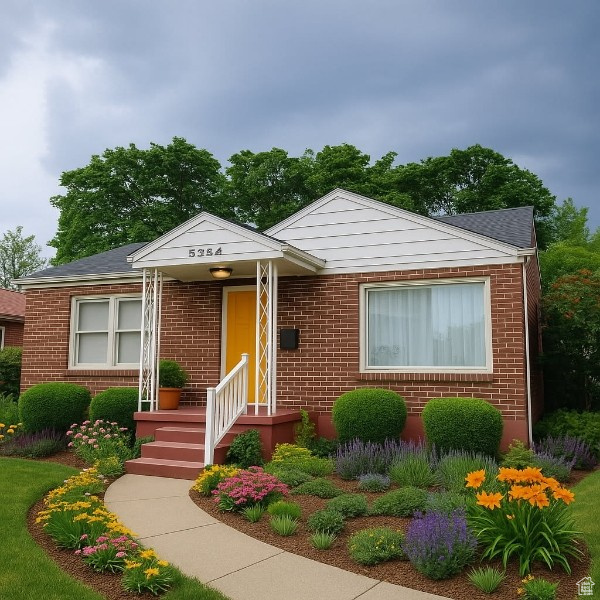Bungalow-style house with brick siding