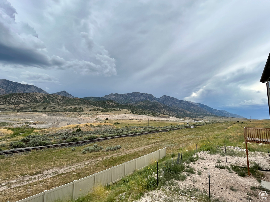 View of mountain background featuring rural landscape