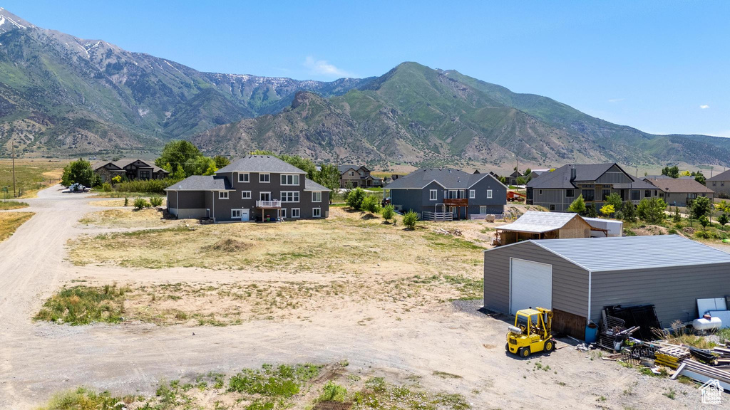 View of mountain background with nearby suburban area