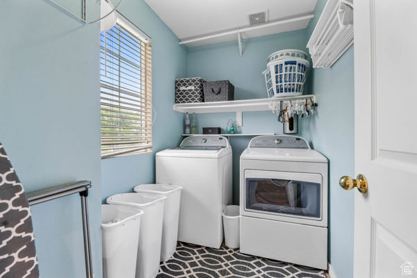 Laundry room featuring separate washer and dryer